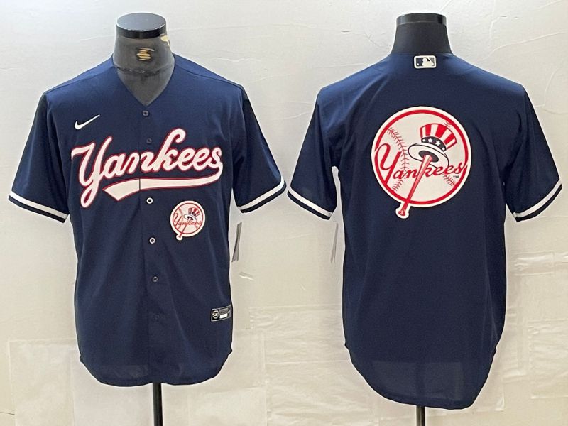 Men New York Yankees Blank Dark blue Second generation joint name Nike 2024 MLB Jersey style 9